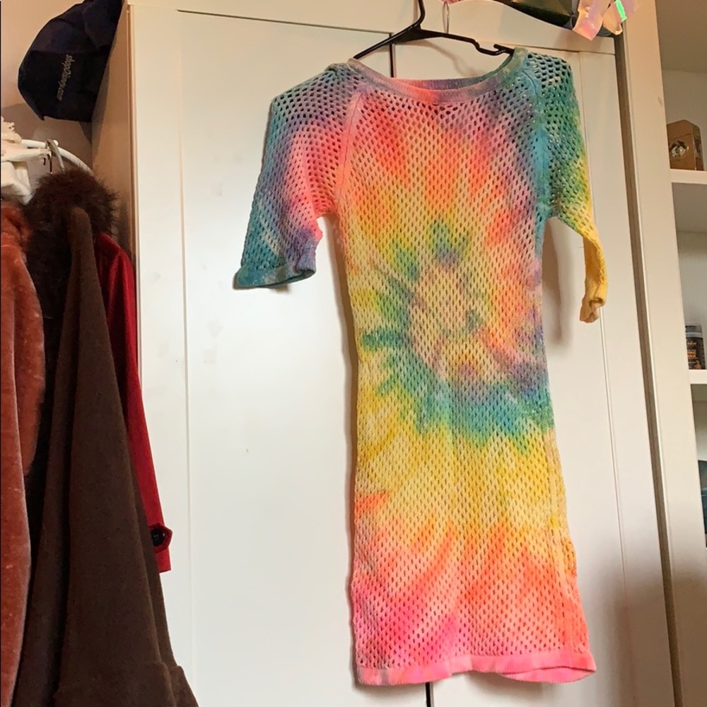 UNIF Knit Rainbow Tie Dye Dress